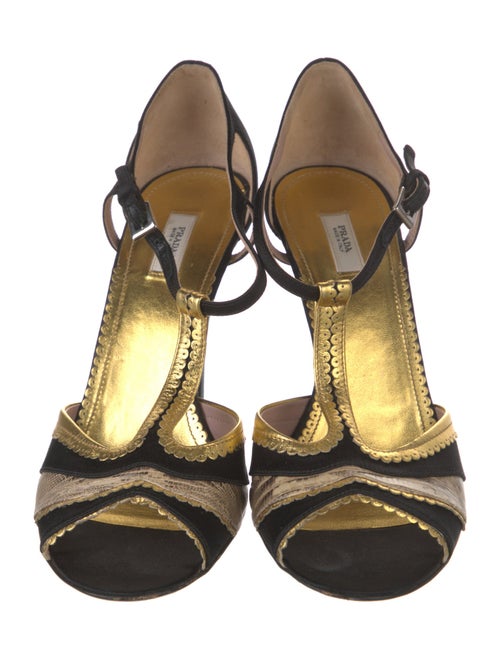 Prada Satin Animal Print T-Strap Sandals