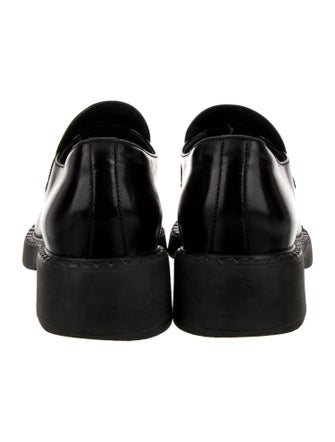 Prada Enameled Metal Triangle Leather Oxfords