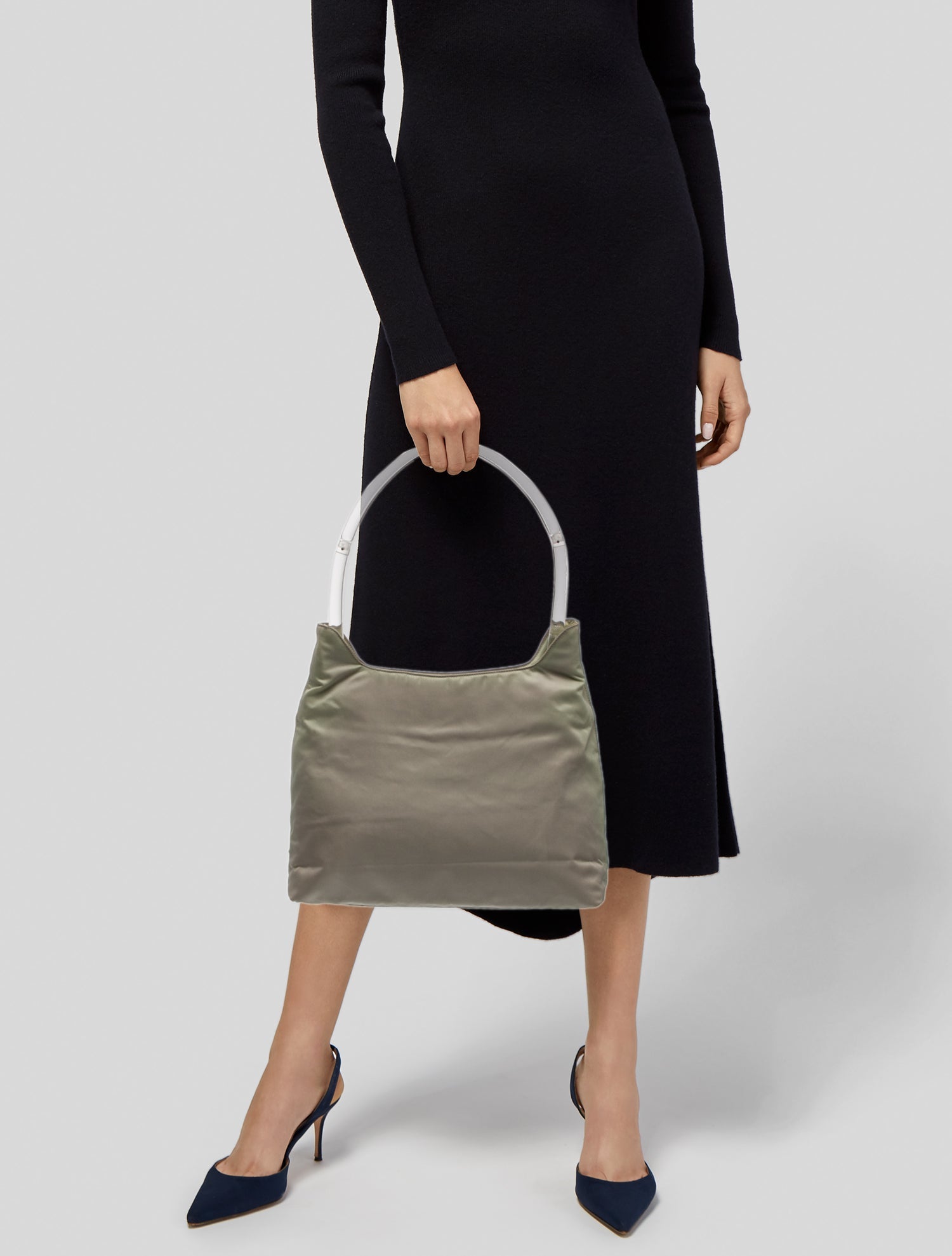 Prada Enameled Metal Triangle Shoulder Bag