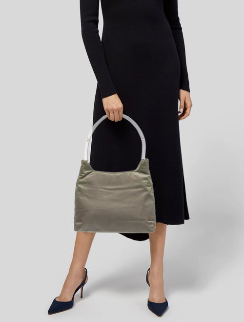 Prada Enameled Metal Triangle Shoulder Bag