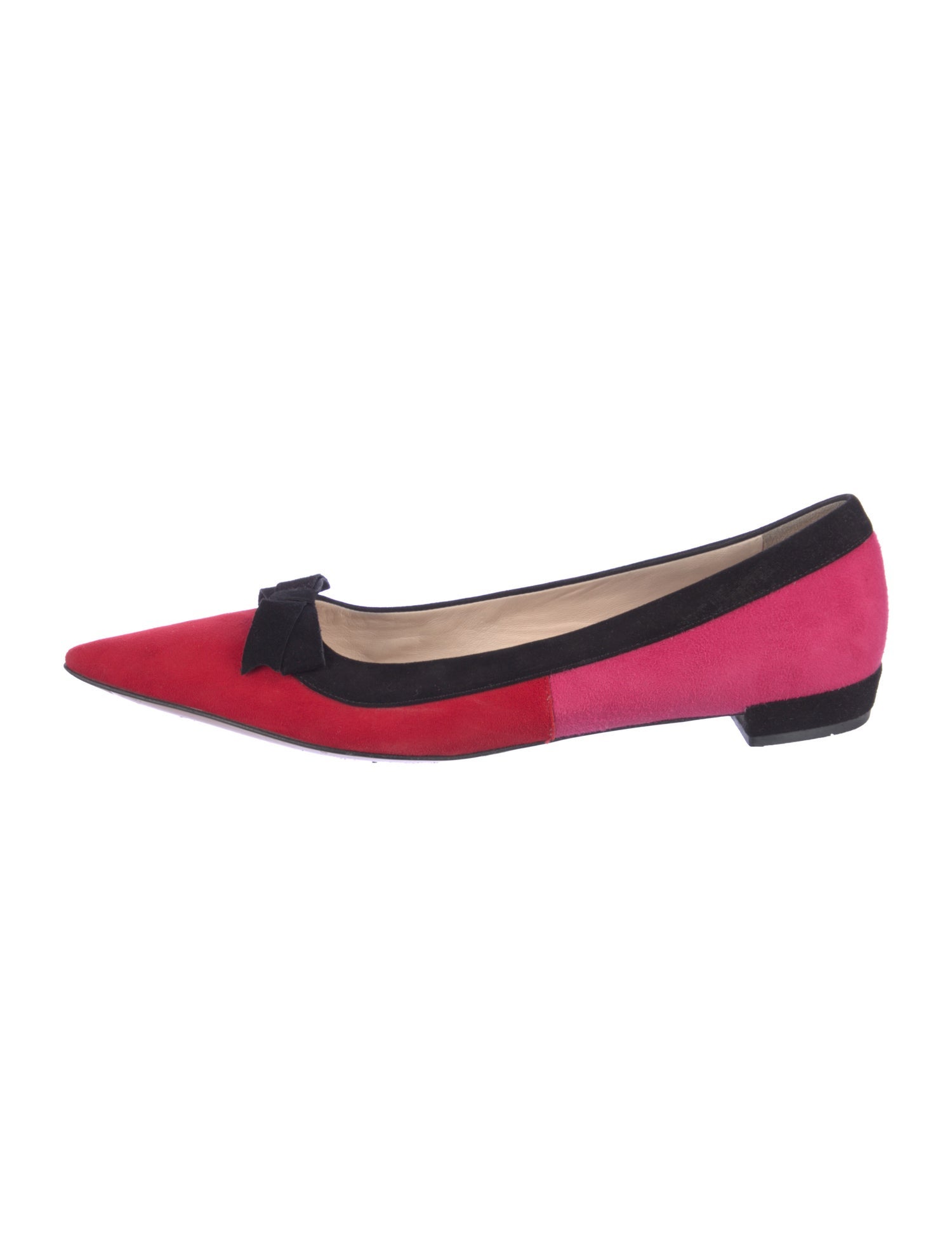 Prada Suede Bow Accents Ballet Flats