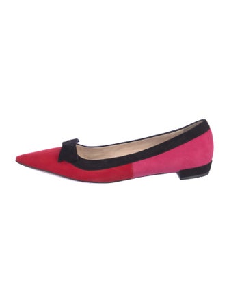 Prada Suede Bow Accents Ballet Flats