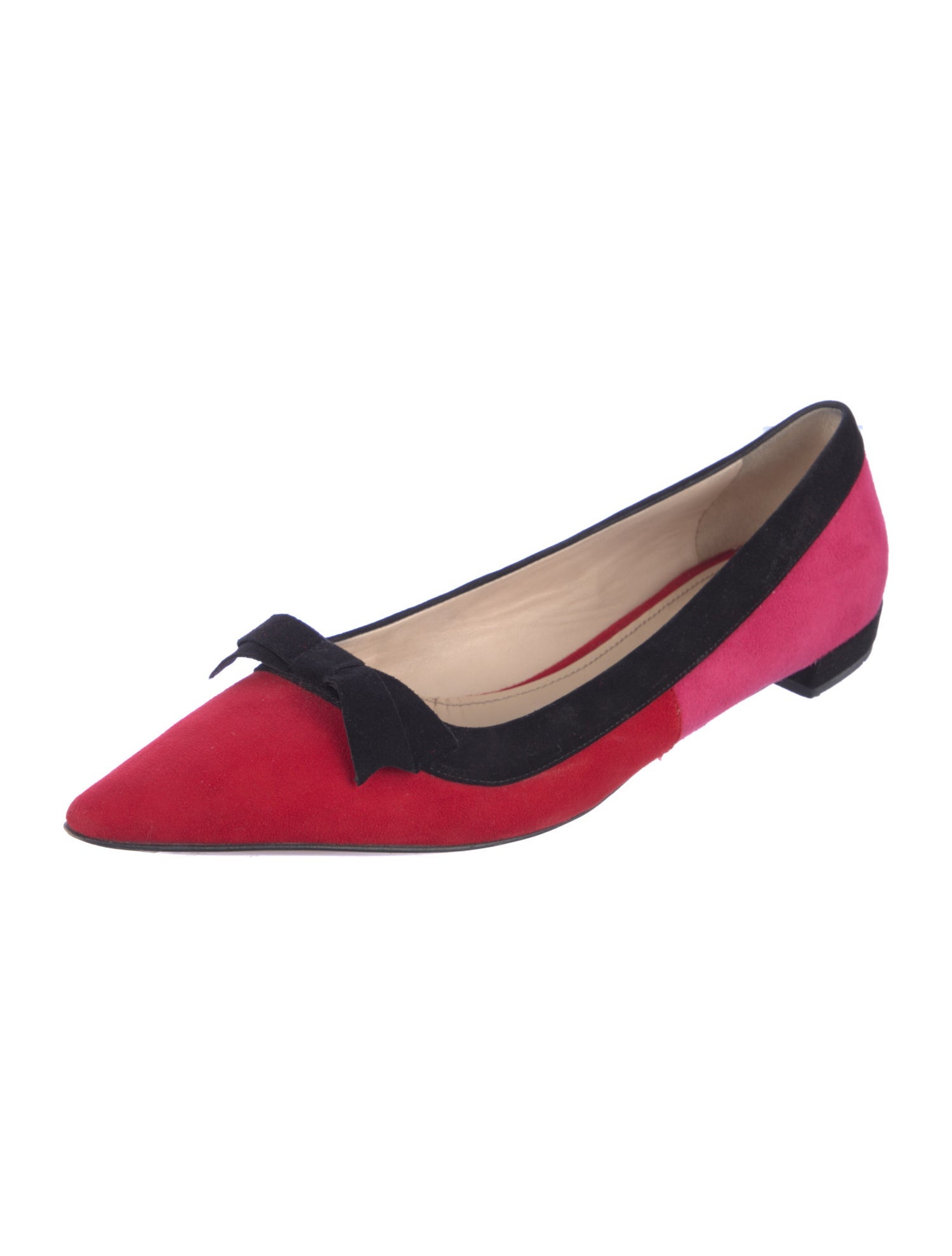 Prada Suede Bow Accents Ballet Flats