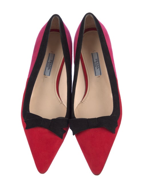 Prada Suede Bow Accents Ballet Flats
