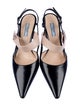 Prada Enameled Metal Triangle Leather Slingback Pumps