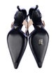 Prada Enameled Metal Triangle Leather Slingback Pumps