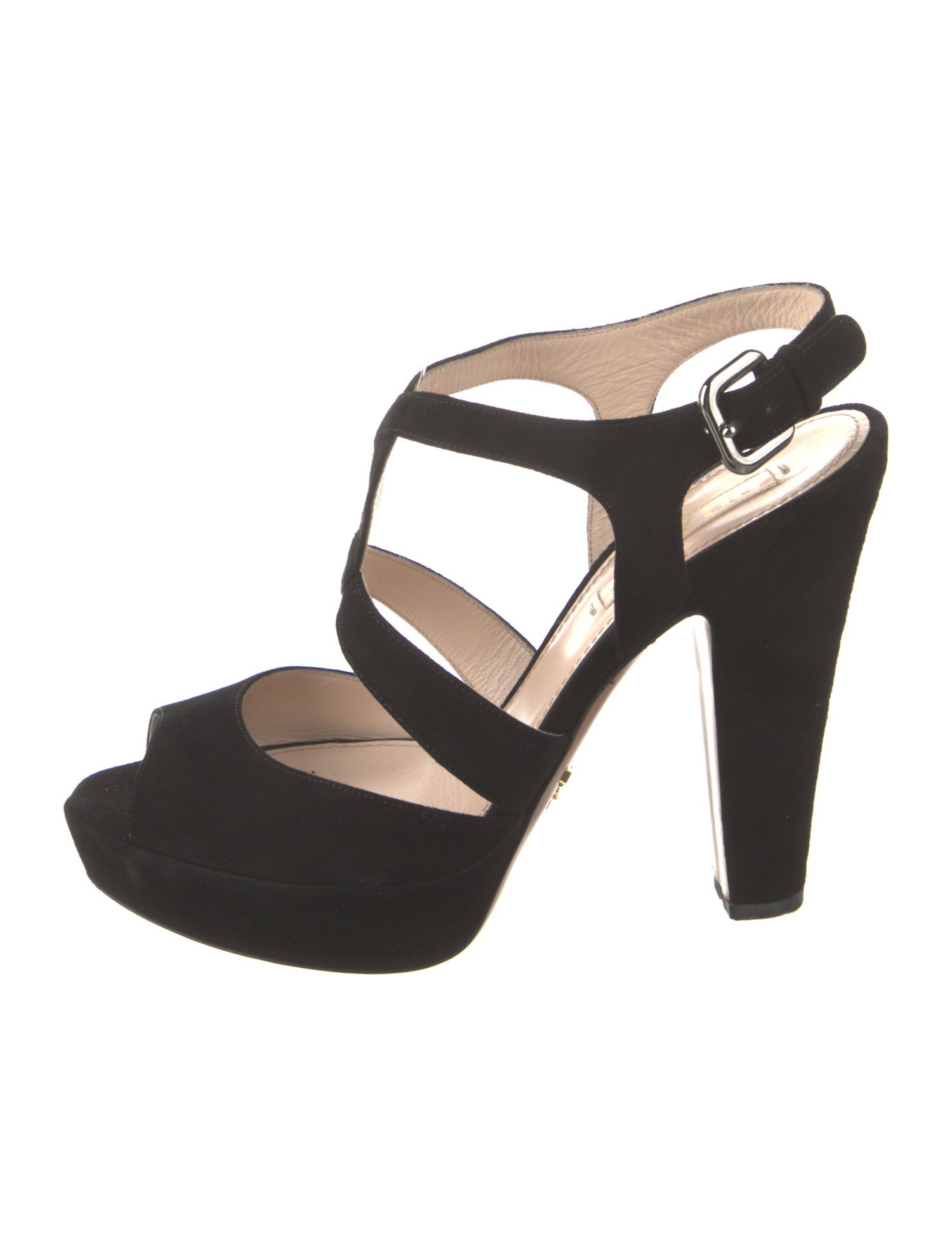 Prada Suede Cutout Accent T-Strap Pumps