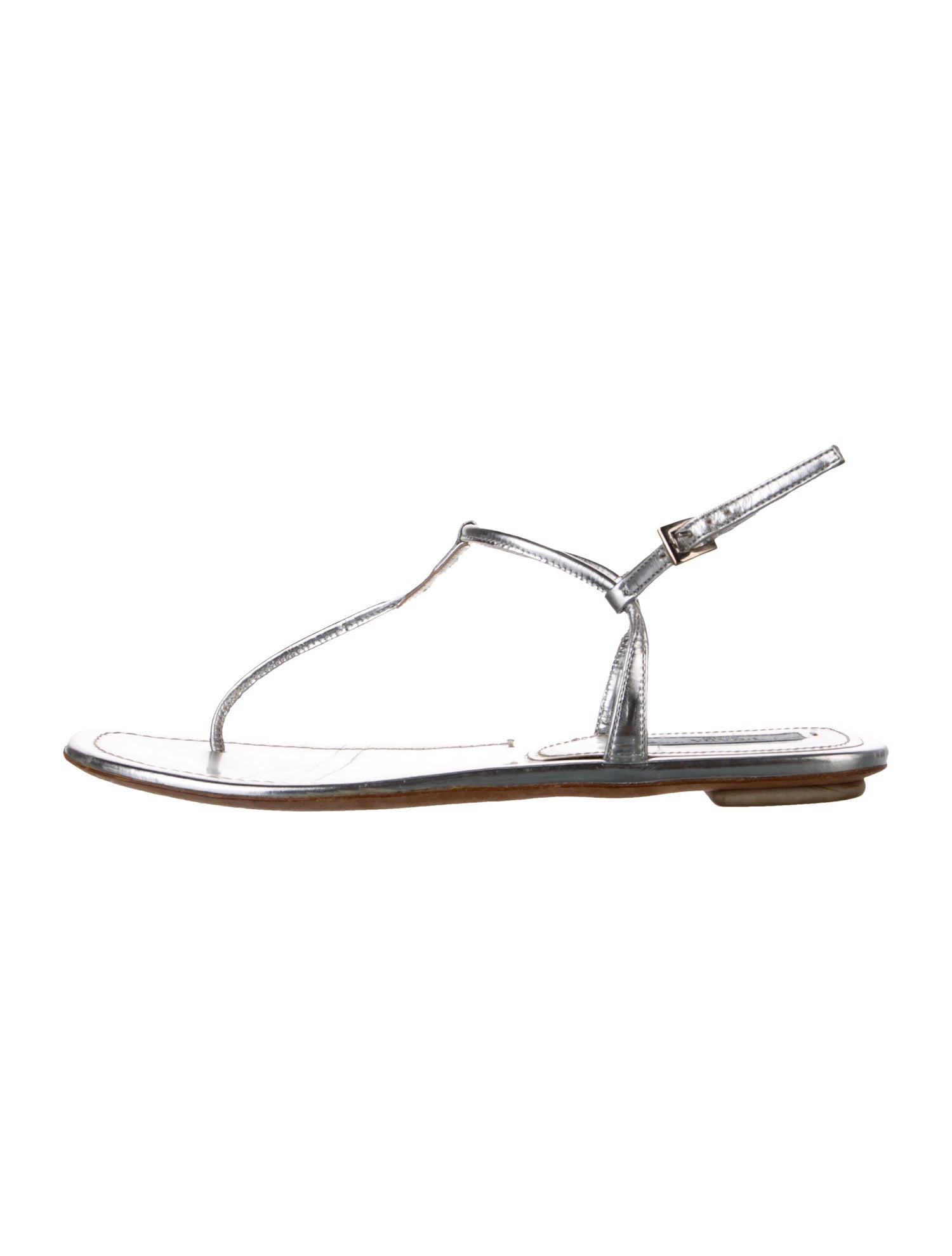 Prada Leather T-Strap Sandals
