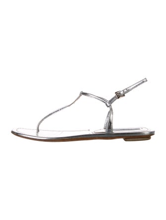 Prada Leather T-Strap Sandals