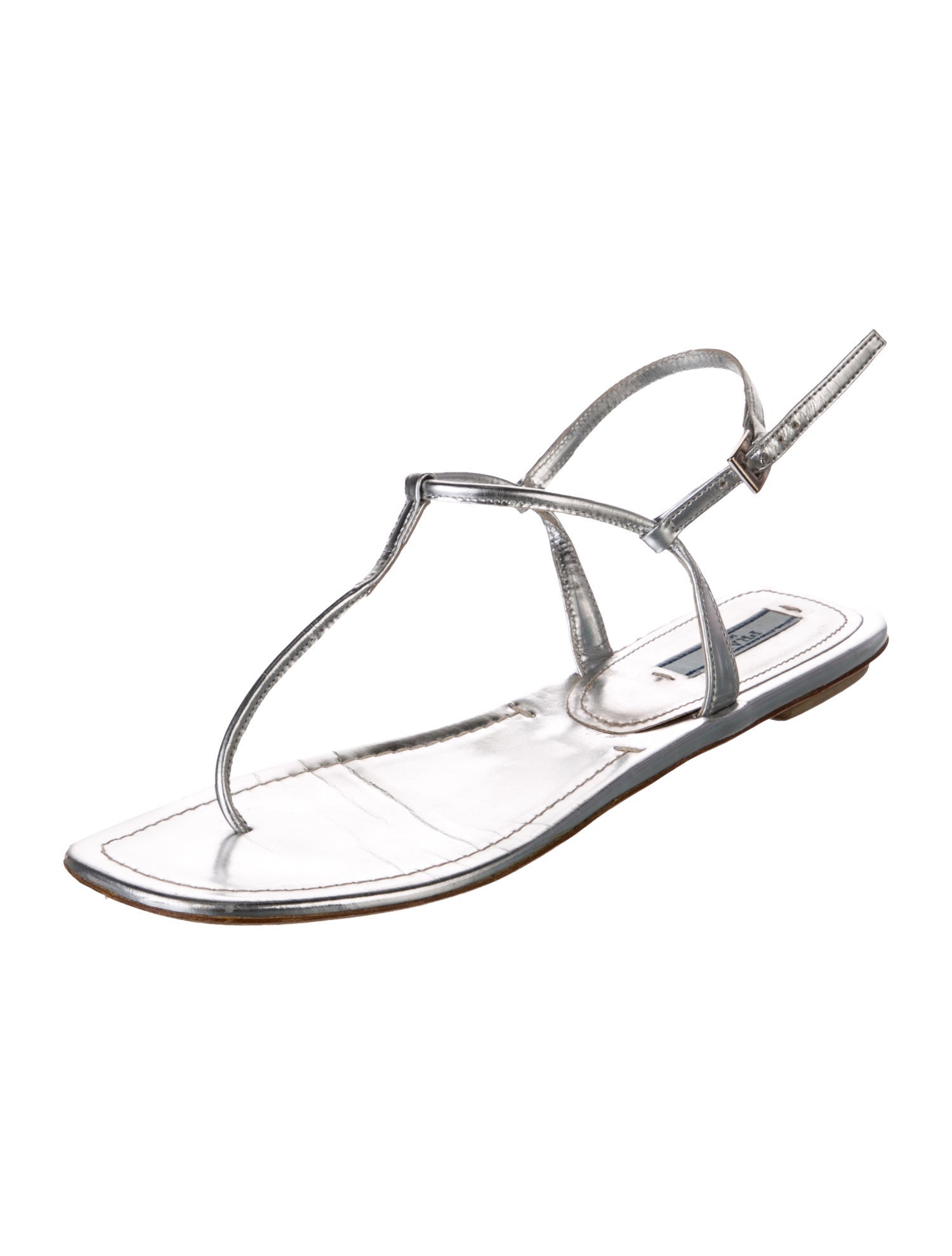 Prada Leather T-Strap Sandals