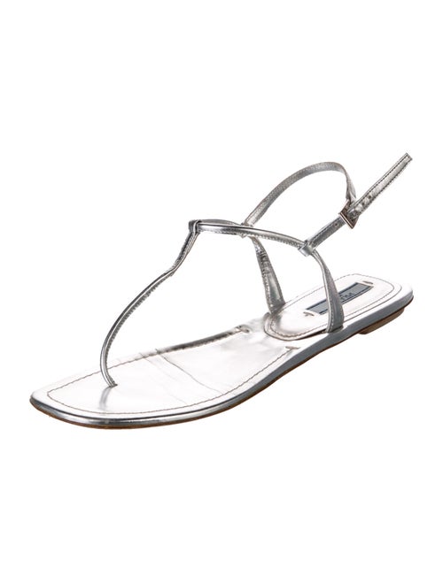 Prada Leather T-Strap Sandals