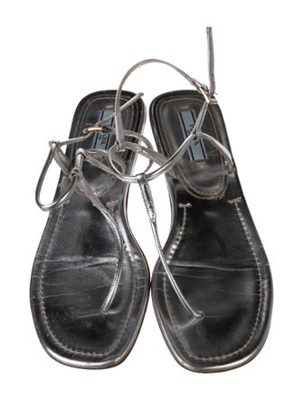 Prada Leather T-Strap Sandals