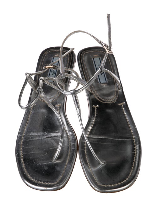 Prada Leather T-Strap Sandals