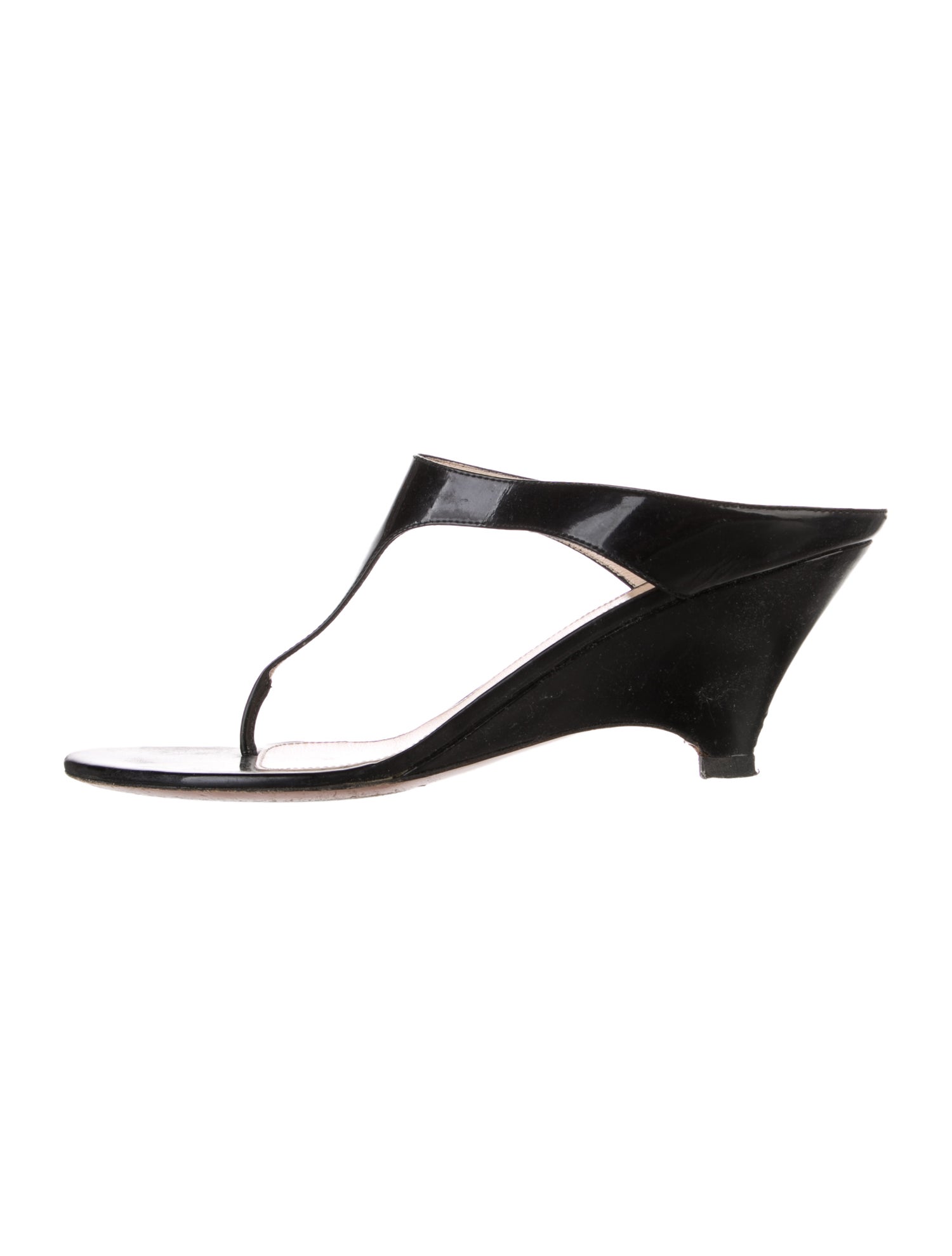 Prada Patent Leather T-Strap Sandals
