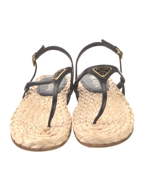 Prada Enameled Metal Triangle Leather Espadrilles