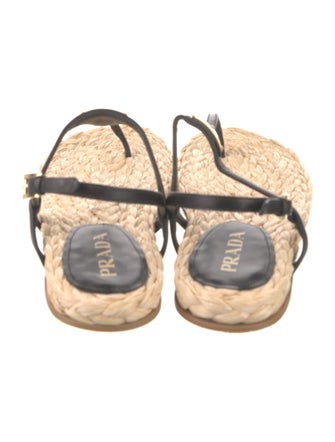 Prada Enameled Metal Triangle Leather Espadrilles