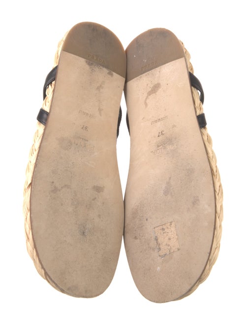 Prada Enameled Metal Triangle Leather Espadrilles