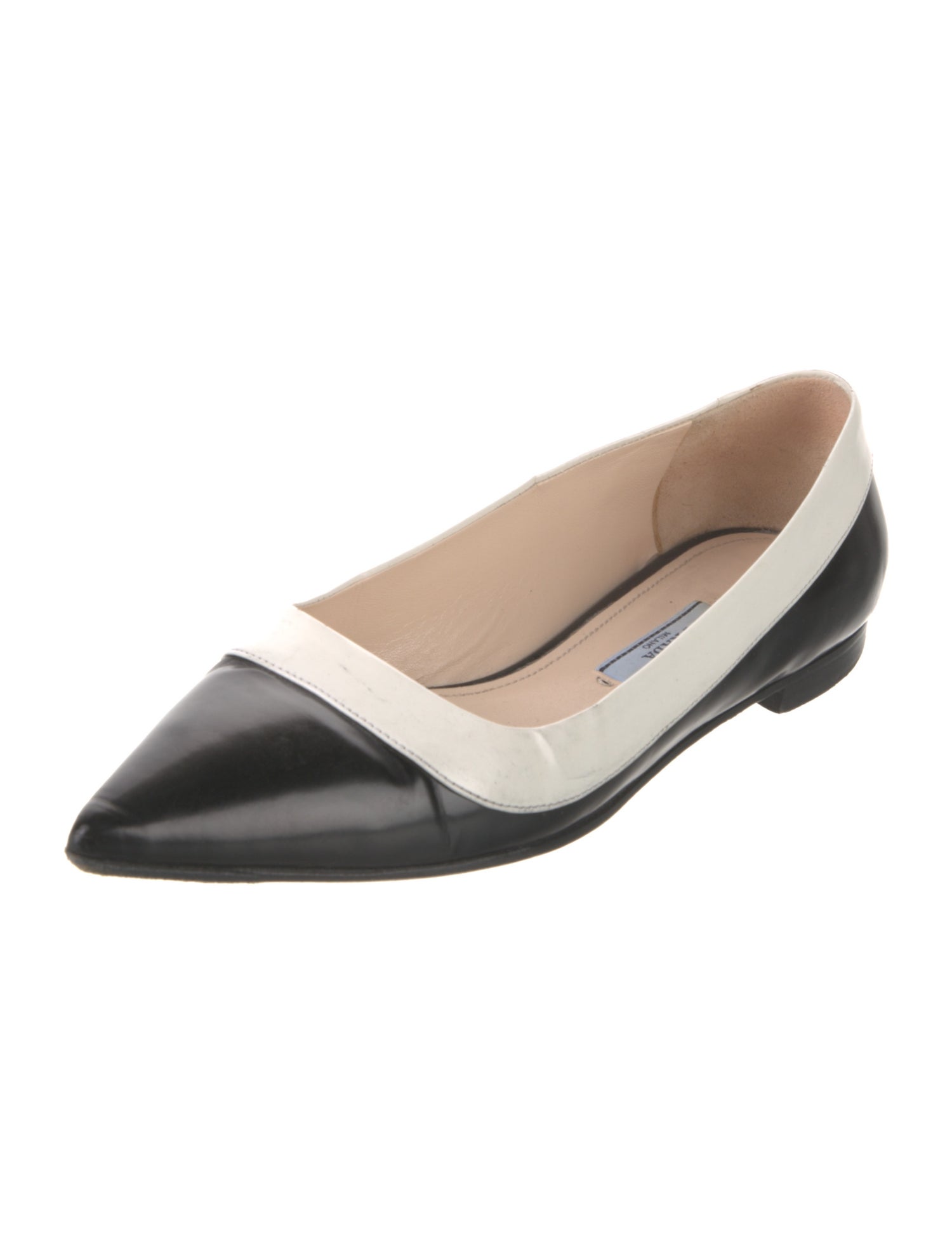 Prada Leather Colorblock Pattern Ballet Flats