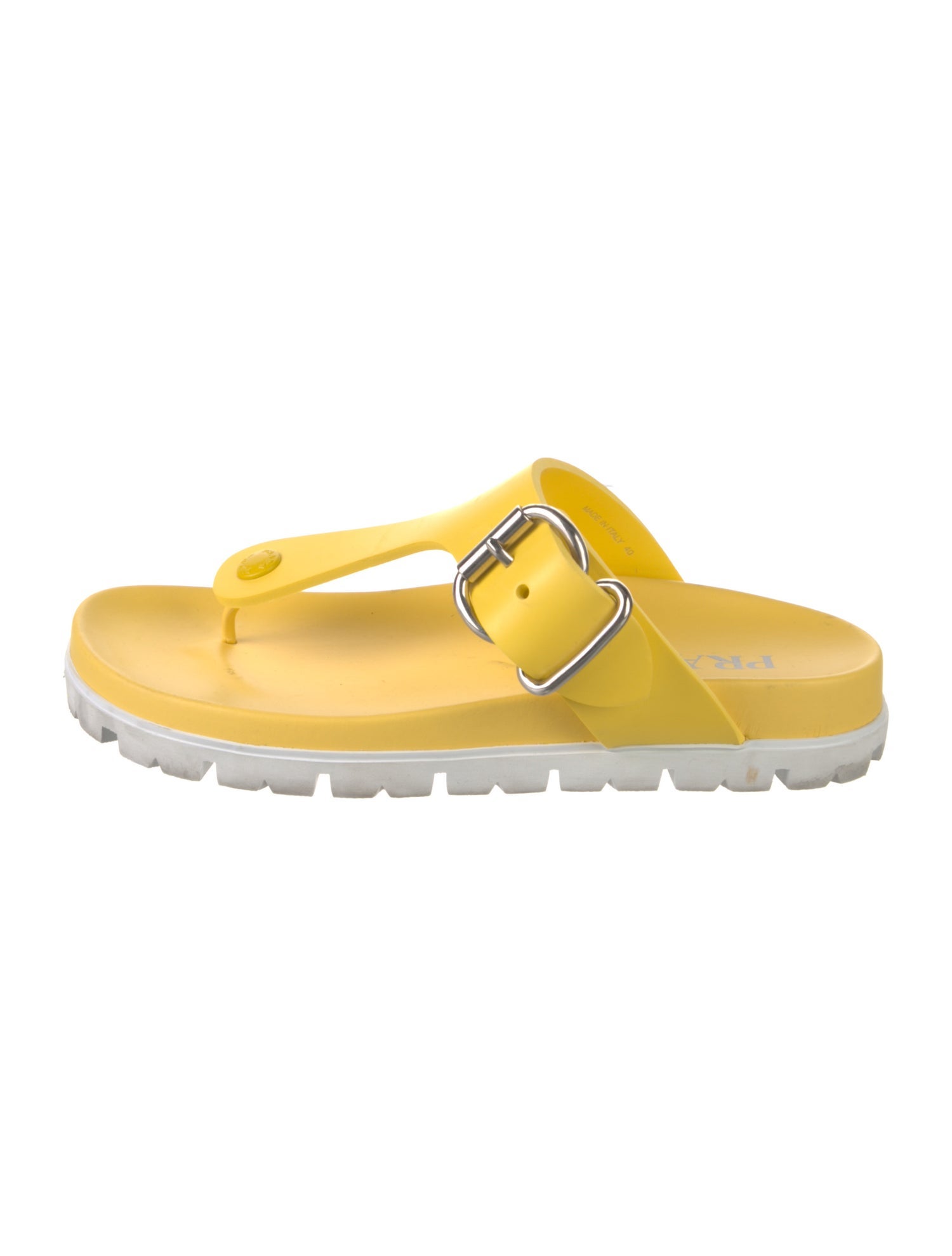 Prada Rubber T-Strap Sandals