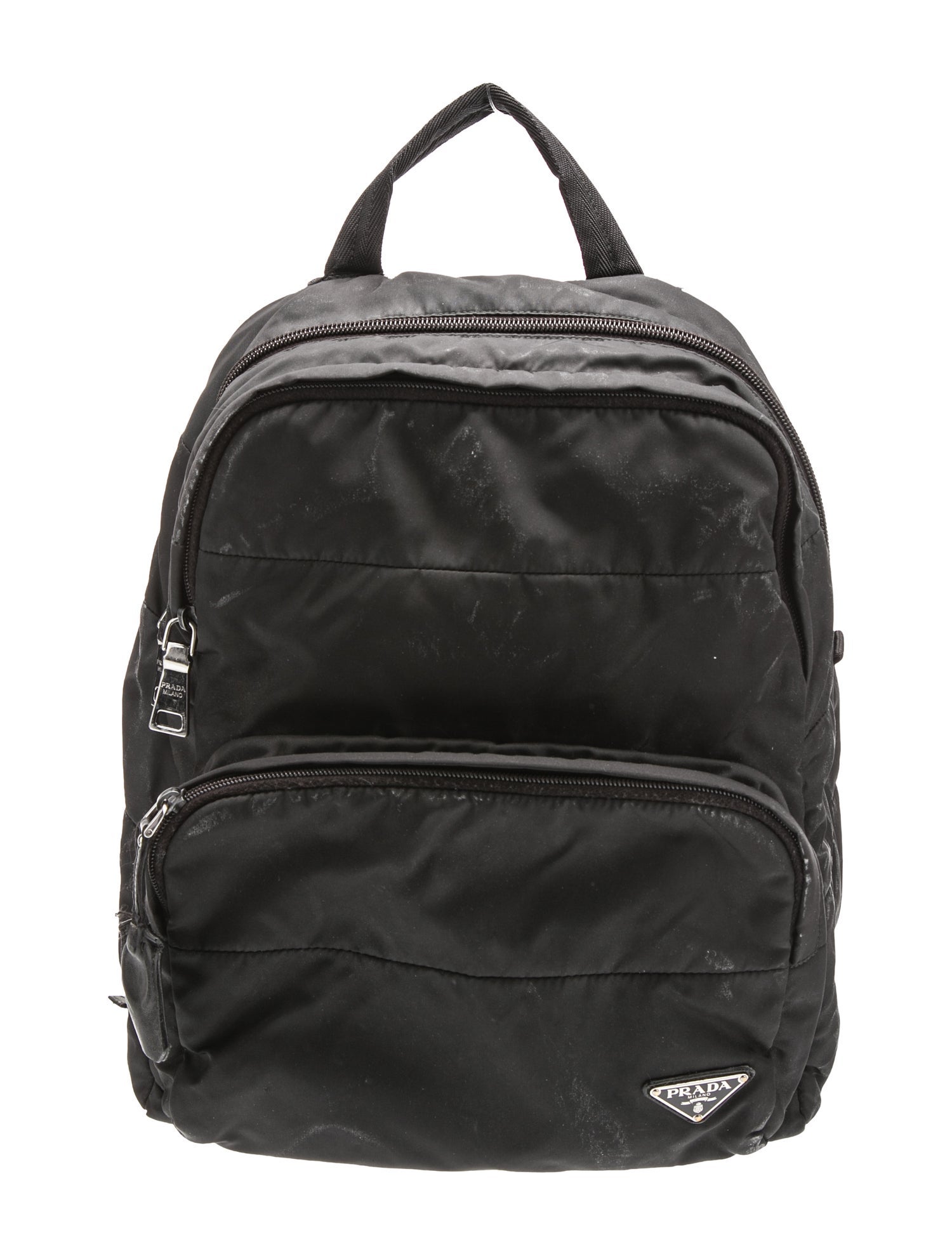 Prada Enameled Metal Triangle Backpack