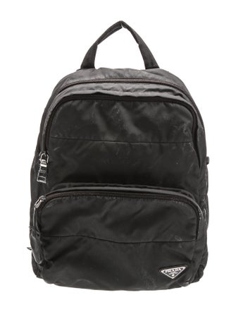 Prada Enameled Metal Triangle Backpack