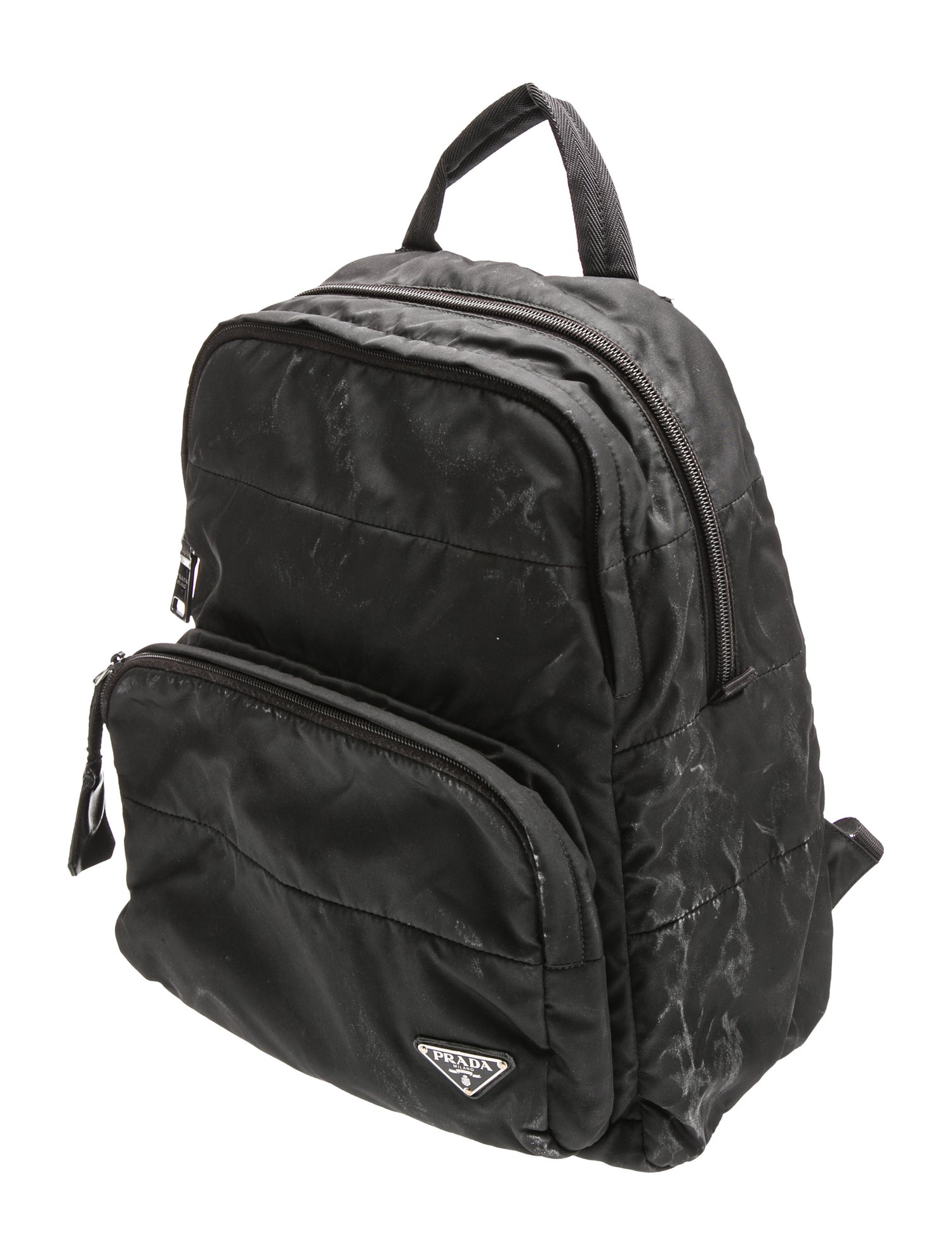 Prada Enameled Metal Triangle Backpack