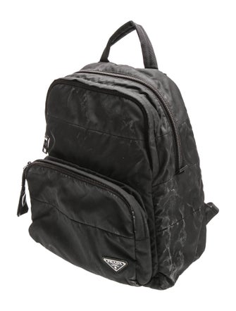 Prada Enameled Metal Triangle Backpack