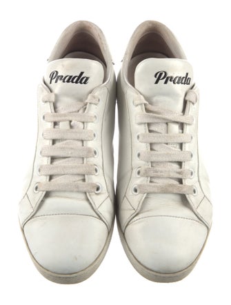 Prada Leather Graphic Print Sneakers