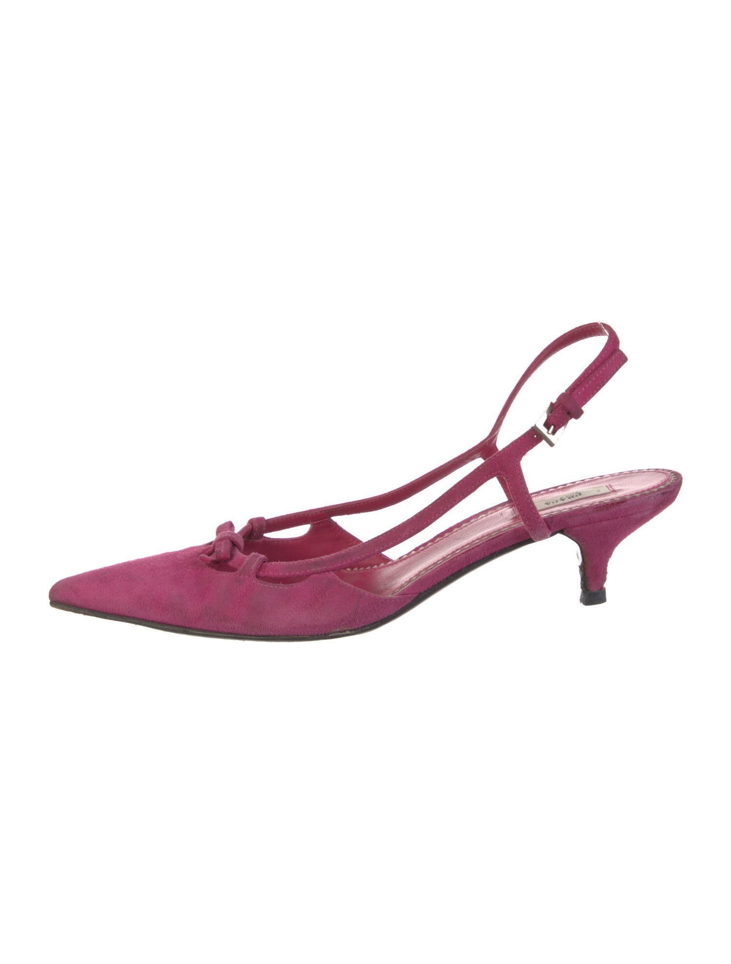 Prada Suede Bow Accents Slingback Pumps