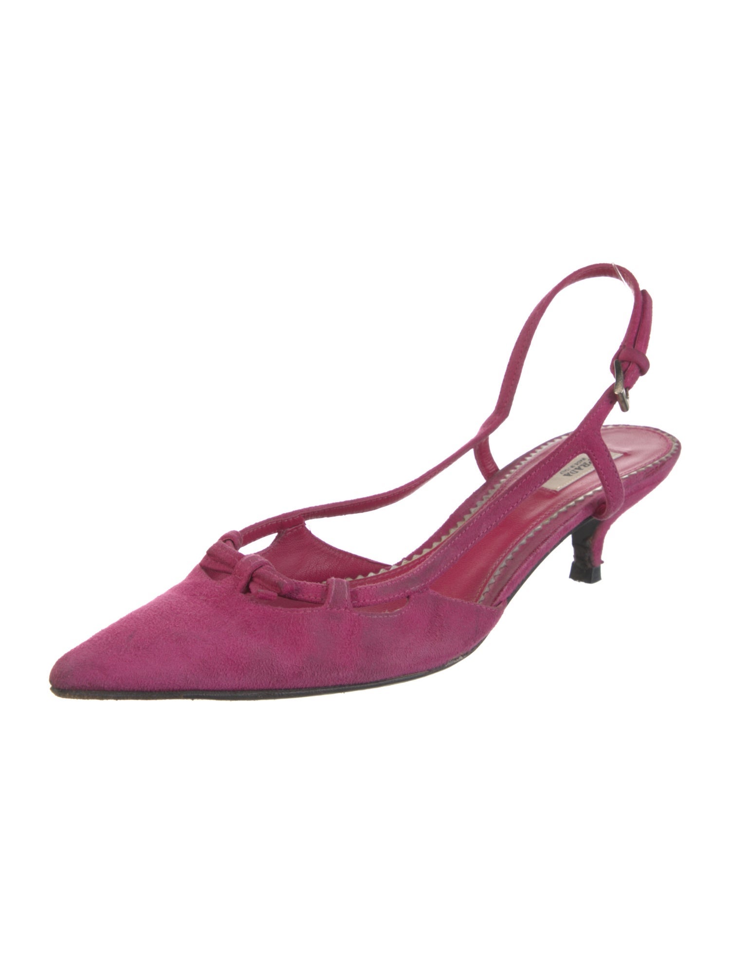 Prada Suede Bow Accents Slingback Pumps