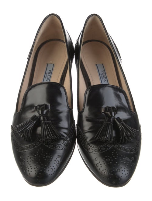 Prada Patent Leather Lasercut Accents Loafers