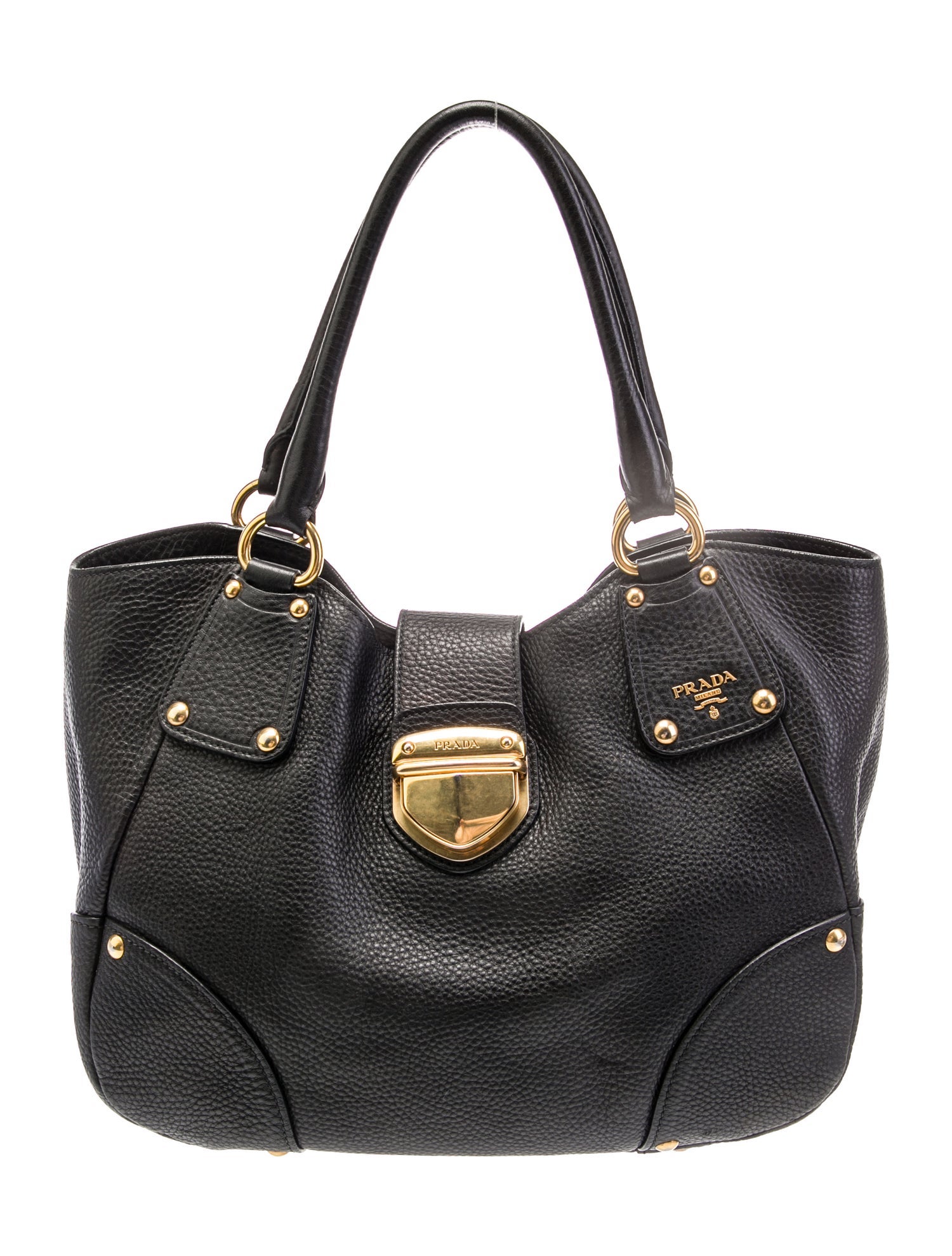 Prada Vitello Daino Leather Vitello Daino Leather Pushlock Tote