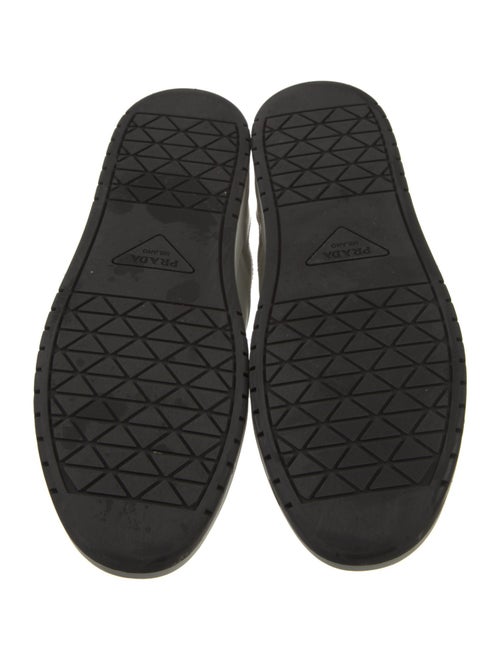 Prada Enameled Metal Triangle Leather Sneakers