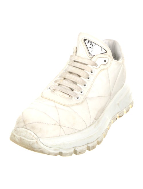 Prada Enameled Metal Triangle Nylon Sneakers