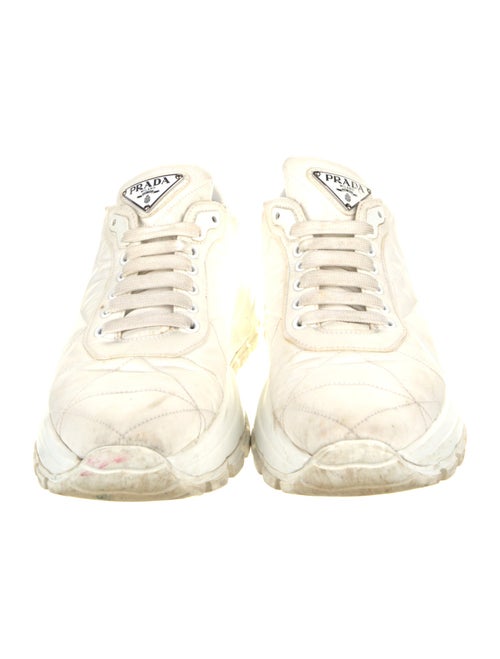 Prada Enameled Metal Triangle Nylon Sneakers