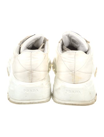 Prada Enameled Metal Triangle Nylon Sneakers