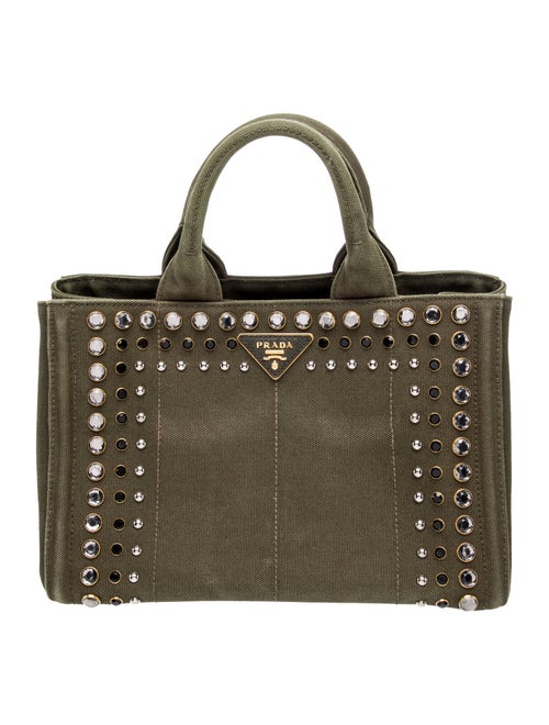 Prada Enameled Metal Triangle Grommet Canapa