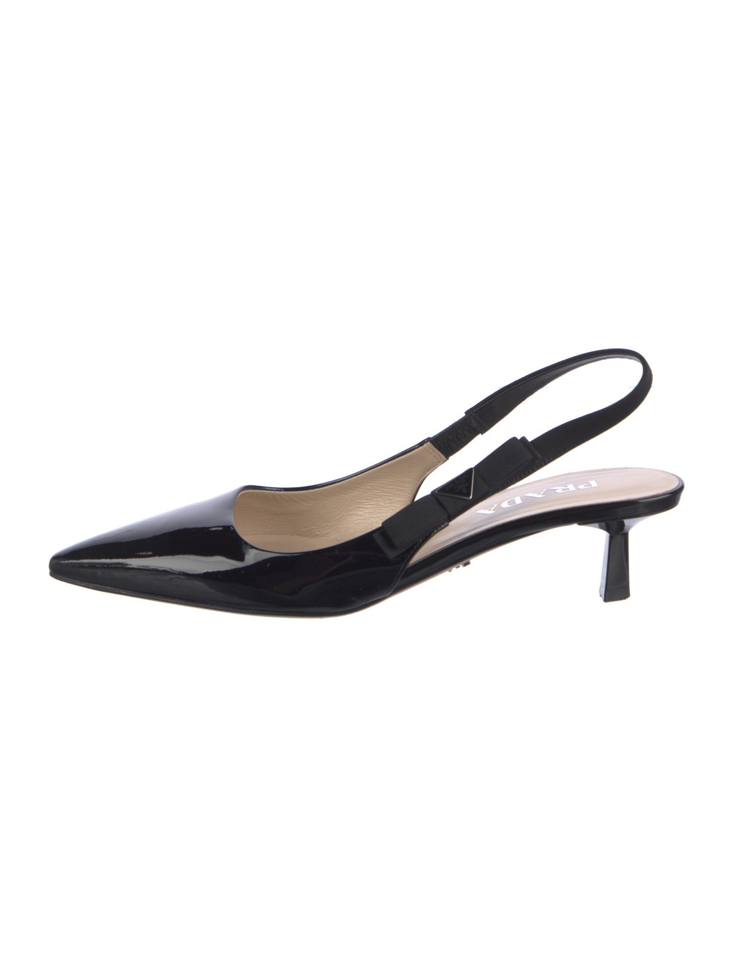 Prada Patent Leather Bow Accents Slingback Pumps