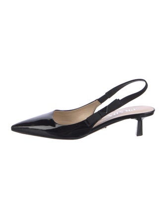 Prada Patent Leather Bow Accents Slingback Pumps