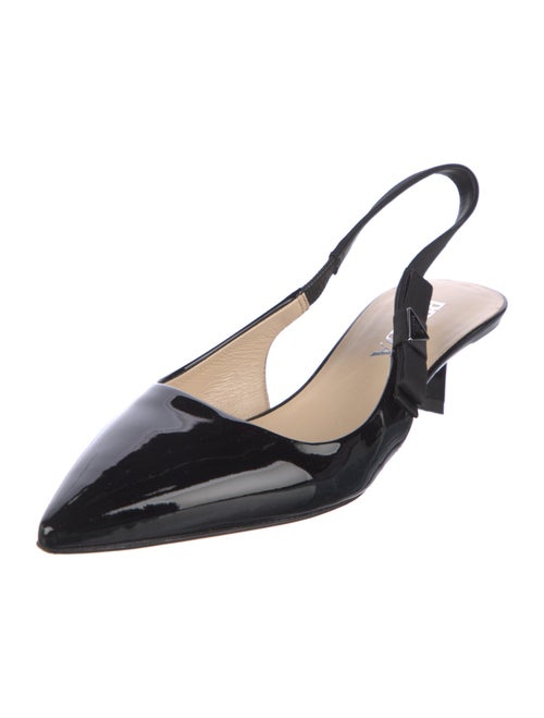 Prada Patent Leather Bow Accents Slingback Pumps