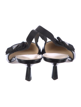 Prada Patent Leather Bow Accents Slingback Pumps