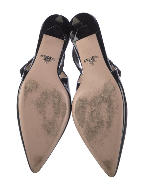Prada Patent Leather Bow Accents Slingback Pumps