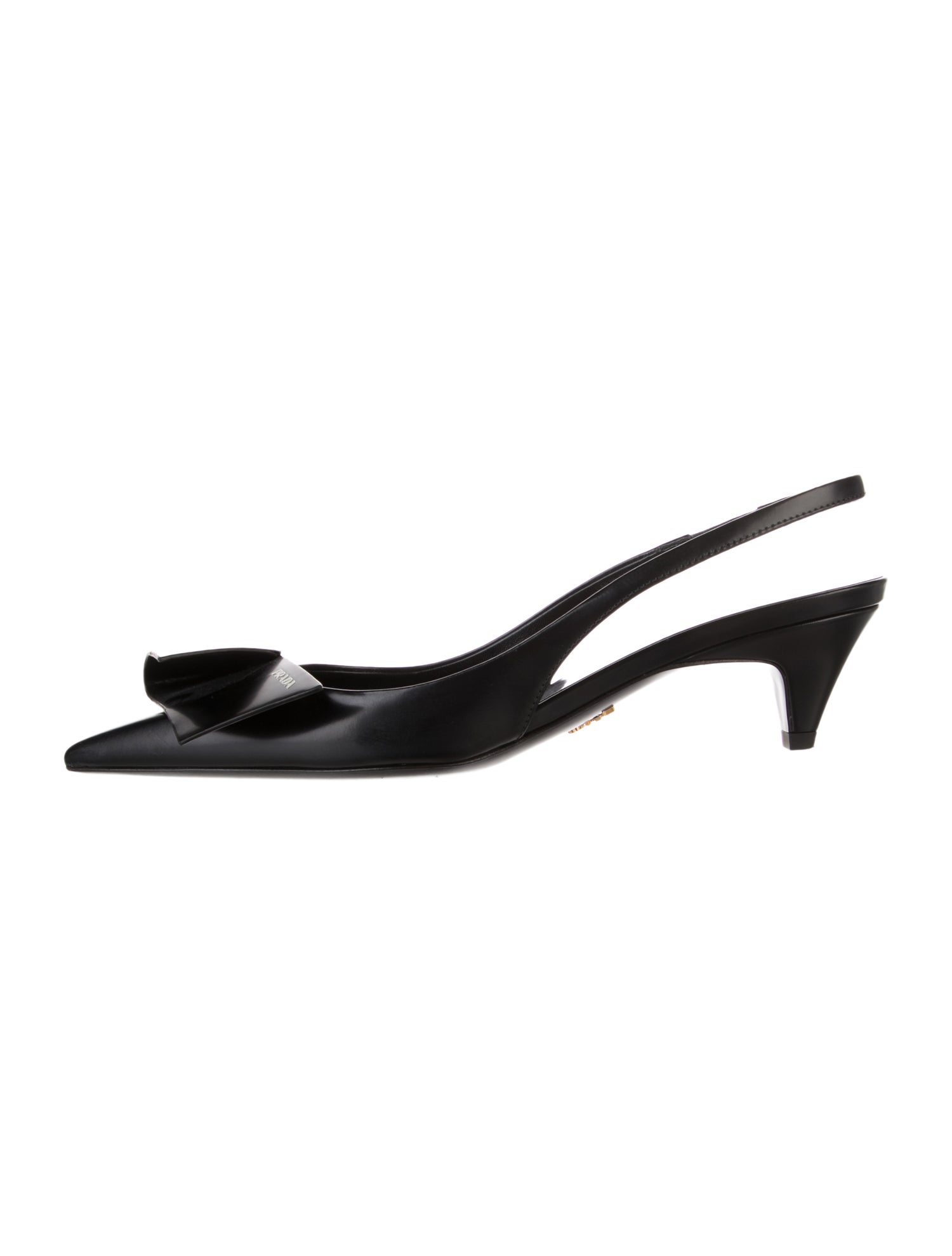 Prada Leather Bow Accents Slingback Pumps