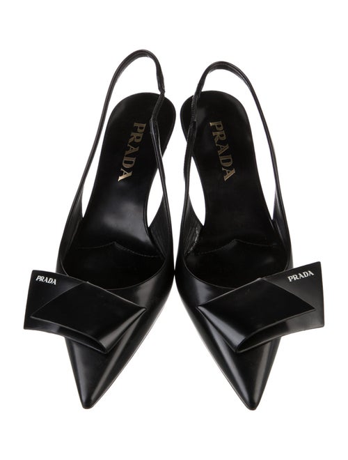 Prada Leather Bow Accents Slingback Pumps