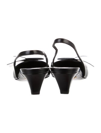 Prada Leather Bow Accents Slingback Pumps