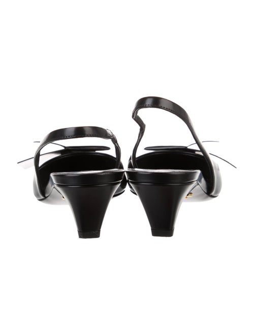 Prada Leather Bow Accents Slingback Pumps