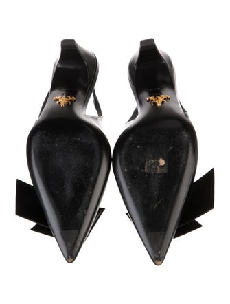 Prada Leather Bow Accents Slingback Pumps