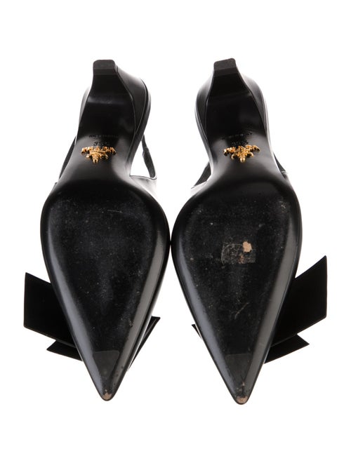 Prada Leather Bow Accents Slingback Pumps