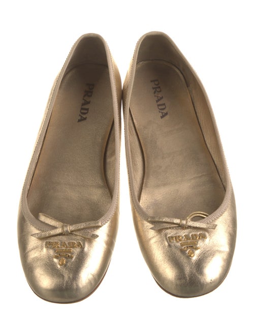 Prada Leather Bow Accents Ballet Flats