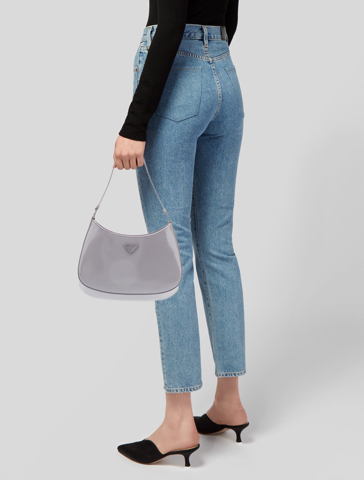 Prada Enameled Metal Triangle Cleo